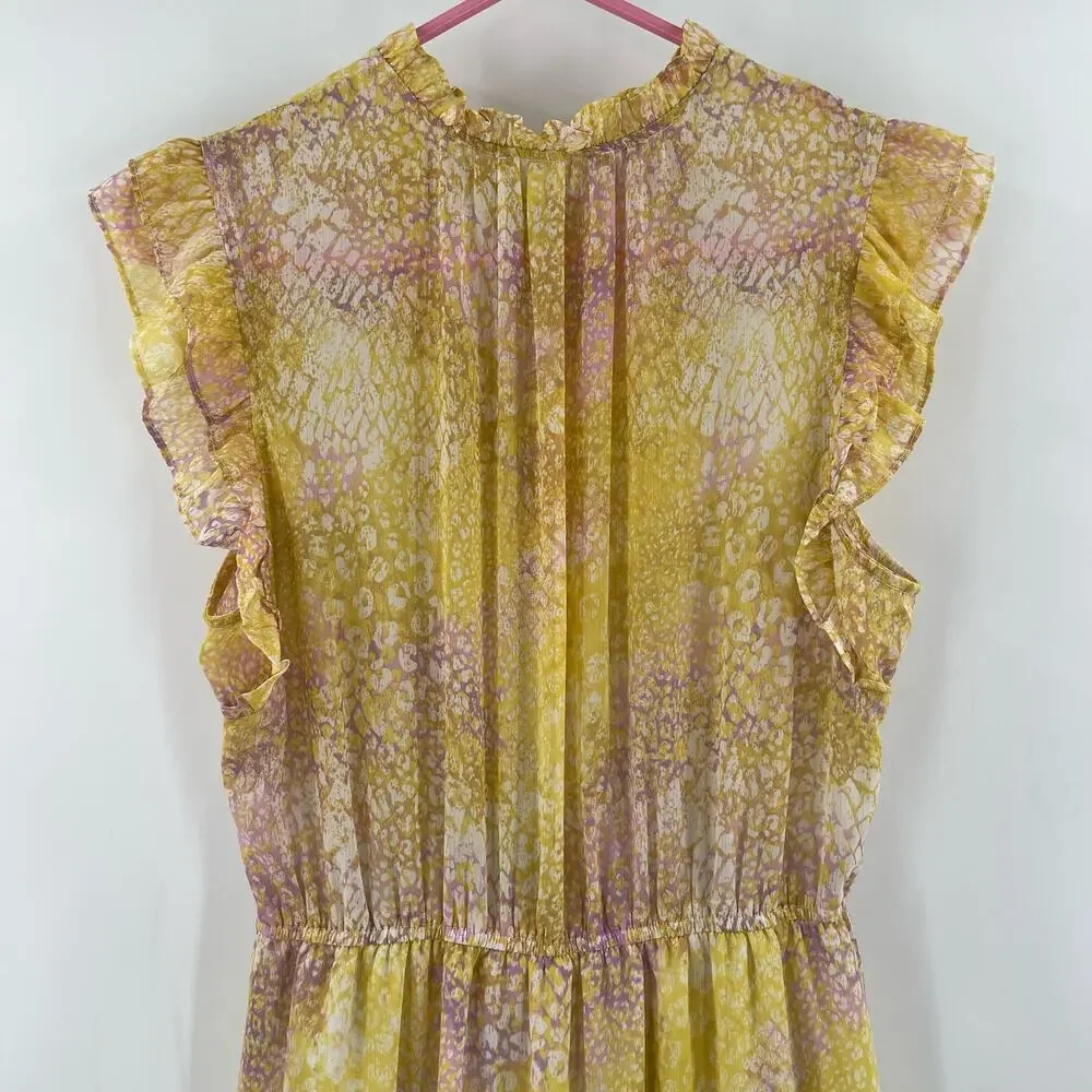BB DAKOTA by Steve Madden Midi Dress Size Small Yellow Dream Girl Ruffles Light